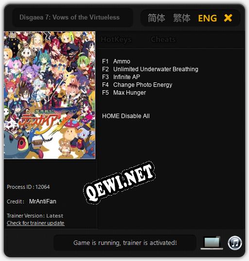 Disgaea 7: Vows of the Virtueless: ТРЕЙНЕР И ЧИТЫ (V1.0.56)