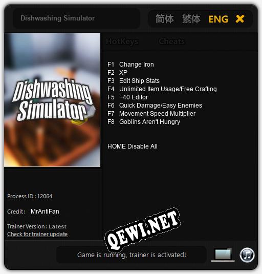 Трейнер для Dishwashing Simulator [v1.0.4]