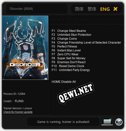 Disorder (2024): Читы, Трейнер +11 [FLiNG]