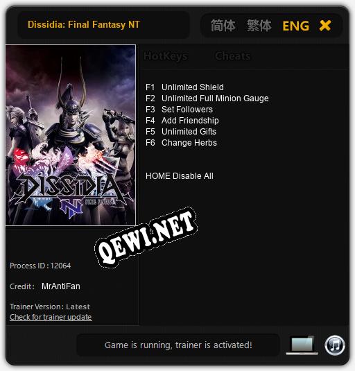 Dissidia: Final Fantasy NT: Читы, Трейнер +6 [MrAntiFan]