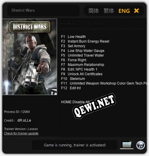 District Wars: Трейнер +12 [v1.9]