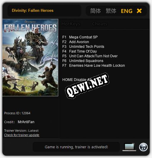 Divinity: Fallen Heroes: Трейнер +7 [v1.9]