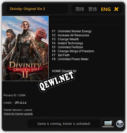 Трейнер для Divinity: Original Sin 2 [v1.0.2]