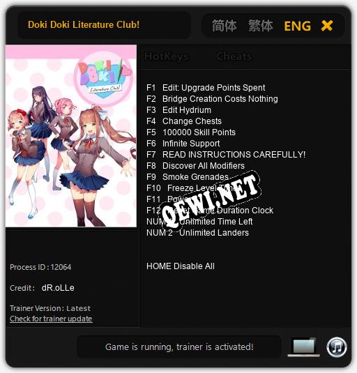 Трейнер для Doki Doki Literature Club! [v1.0.5]