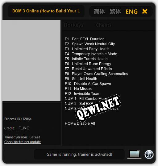 Трейнер для DOM 3 Online (How to Build Your Love) [v1.0.7]