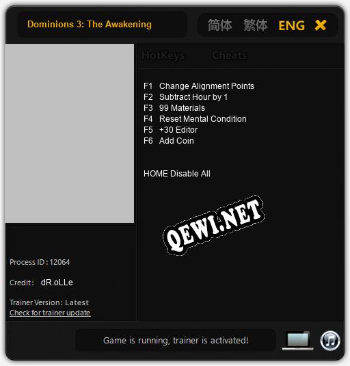 Dominions 3: The Awakening: Трейнер +6 [v1.9]