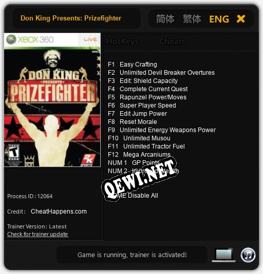 Don King Presents: Prizefighter: Читы, Трейнер +14 [CheatHappens.com]