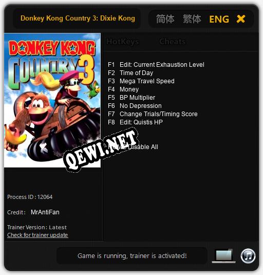 Трейнер для Donkey Kong Country 3: Dixie Kongs Double Trouble [v1.0.7]