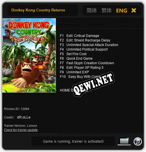 Donkey Kong Country Returns: Читы, Трейнер +10 [dR.oLLe]
