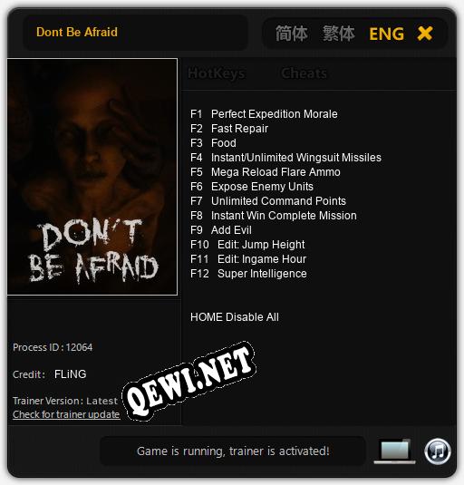 Dont Be Afraid: Трейнер +12 [v1.5]