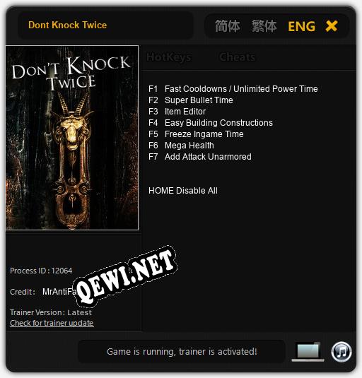 Трейнер для Dont Knock Twice [v1.0.2]