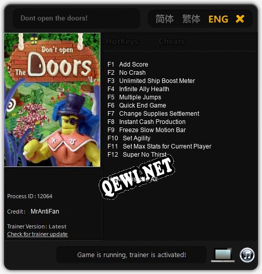 Dont open the doors!: ТРЕЙНЕР И ЧИТЫ (V1.0.14)