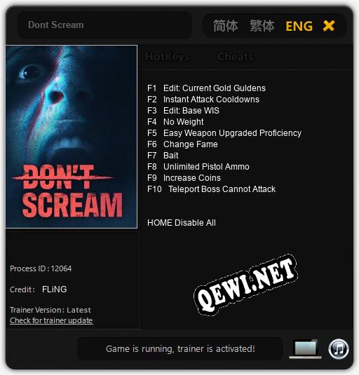 Dont Scream: Трейнер +10 [v1.8]