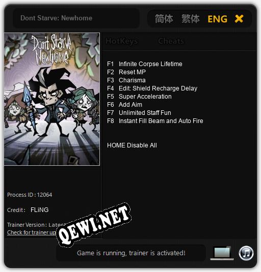 Трейнер для Dont Starve: Newhome [v1.0.2]