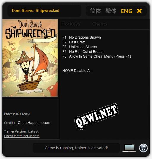 Трейнер для Dont Starve: Shipwrecked [v1.0.5]