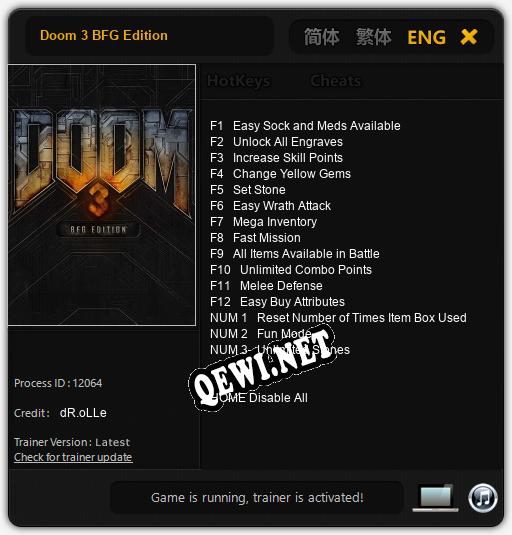 Doom 3 BFG Edition: Трейнер +15 [v1.1]