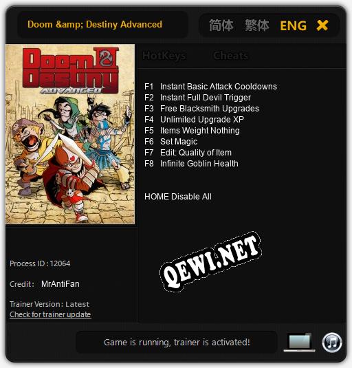 Doom & Destiny Advanced: Трейнер +8 [v1.4]