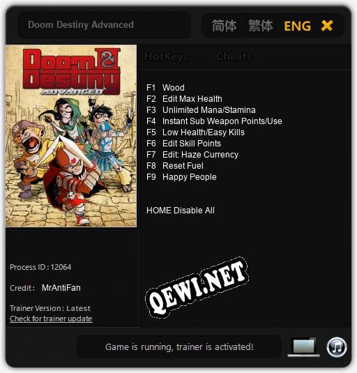 Doom Destiny Advanced: Читы, Трейнер +9 [MrAntiFan]