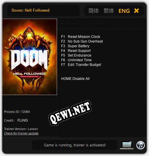 Doom: Hell Followed: ТРЕЙНЕР И ЧИТЫ (V1.0.55)