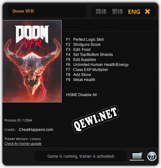Трейнер для Doom VFR [v1.0.6]