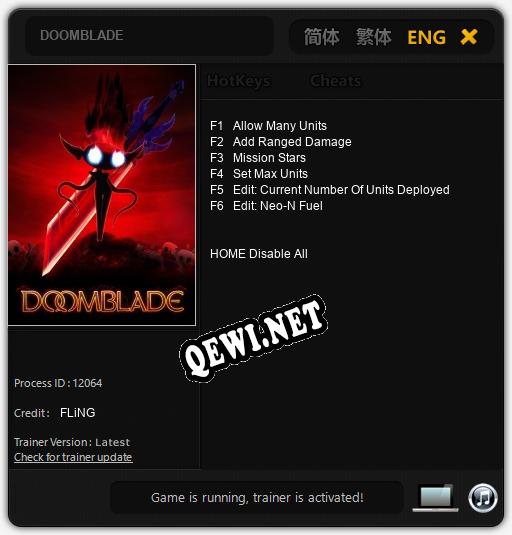 Трейнер для DOOMBLADE [v1.0.5]