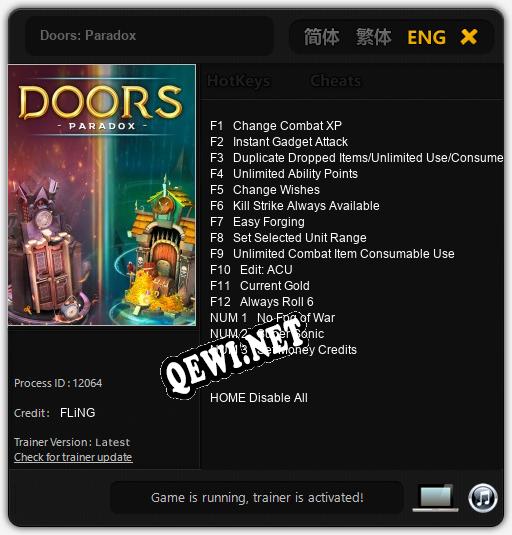 Doors: Paradox: Читы, Трейнер +15 [FLiNG]