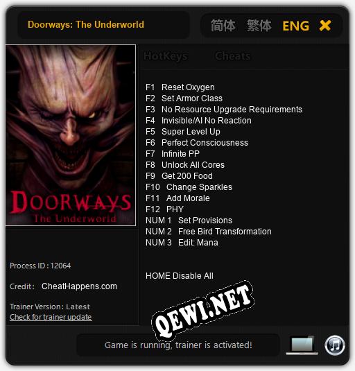 Doorways: The Underworld: Трейнер +15 [v1.9]