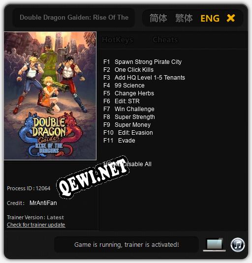 Double Dragon Gaiden: Rise Of The Dragons: Трейнер +11 [v1.3]