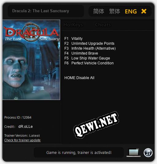 Трейнер для Dracula 2: The Last Sanctuary [v1.0.3]