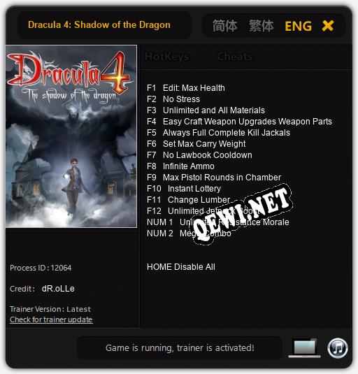 Dracula 4: Shadow of the Dragon: Трейнер +14 [v1.2]