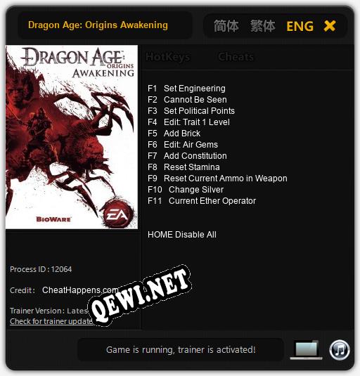 Dragon Age: Origins Awakening: Трейнер +11 [v1.5]
