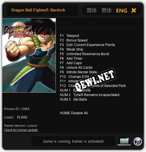 Dragon Ball FighterZ: Bardock: Читы, Трейнер +15 [FLiNG]