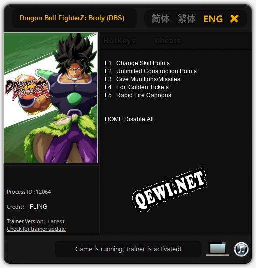 Dragon Ball FighterZ: Broly (DBS): ТРЕЙНЕР И ЧИТЫ (V1.0.44)