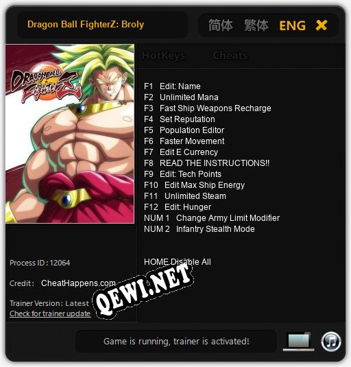Трейнер для Dragon Ball FighterZ: Broly [v1.0.6]