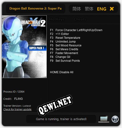 Dragon Ball Xenoverse 2: Super Pack 1: Читы, Трейнер +9 [FLiNG]