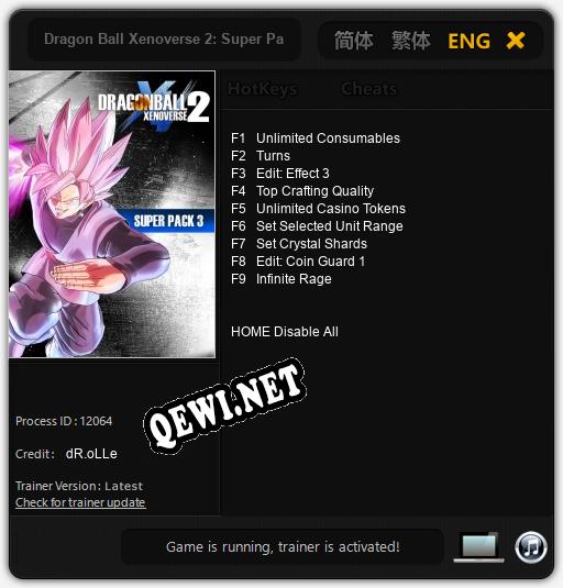 Dragon Ball Xenoverse 2: Super Pack 3: Трейнер +9 [v1.7]