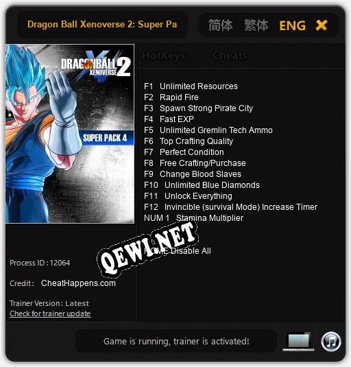 Dragon Ball Xenoverse 2: Super Pack 4: Трейнер +9 [v1.4]