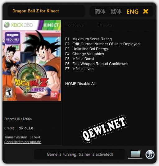 Dragon Ball Z for Kinect: Читы, Трейнер +7 [dR.oLLe]