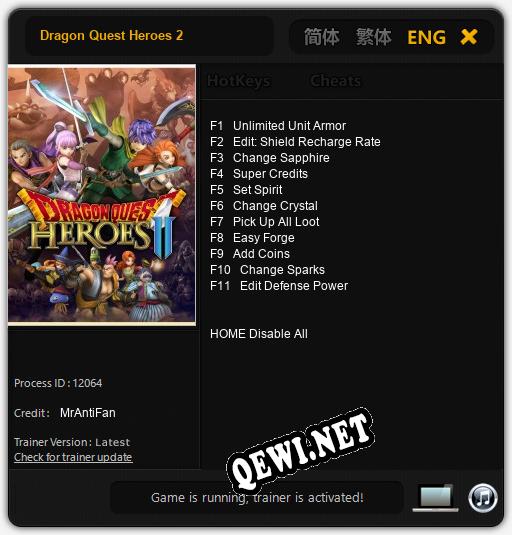 Трейнер для Dragon Quest Heroes 2 [v1.0.1]