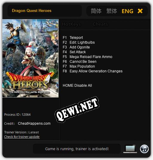 Dragon Quest Heroes: Трейнер +8 [v1.3]