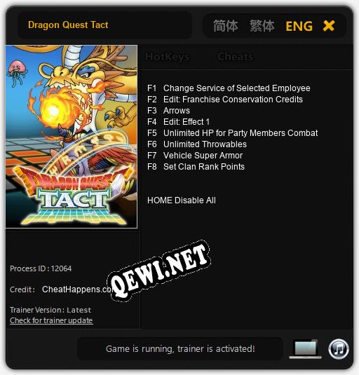 Dragon Quest Tact: Читы, Трейнер +8 [CheatHappens.com]