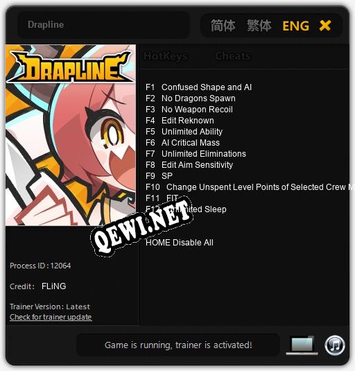 Трейнер для Drapline [v1.0.8]