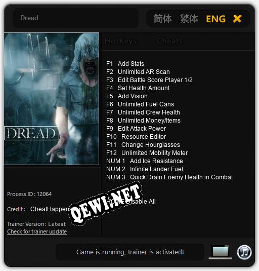 Dread: ТРЕЙНЕР И ЧИТЫ (V1.0.47)