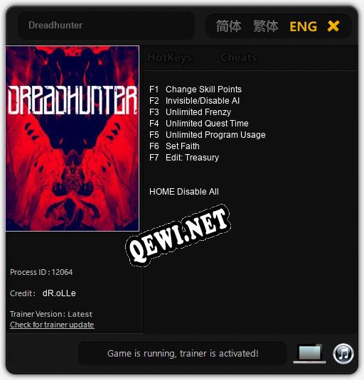 Dreadhunter: ТРЕЙНЕР И ЧИТЫ (V1.0.1)