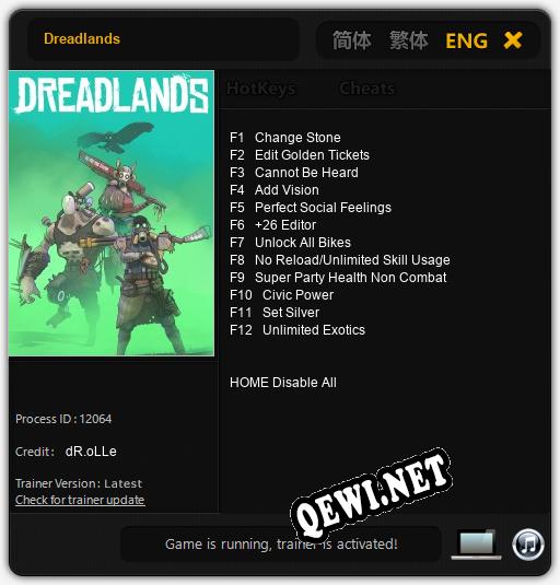 Трейнер для Dreadlands [v1.0.4]