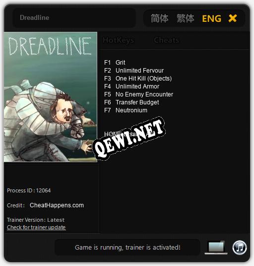 Dreadline: Трейнер +7 [v1.8]