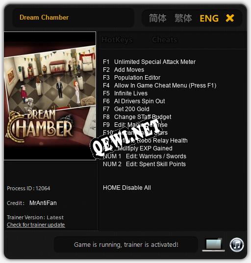 Dream Chamber: ТРЕЙНЕР И ЧИТЫ (V1.0.8)