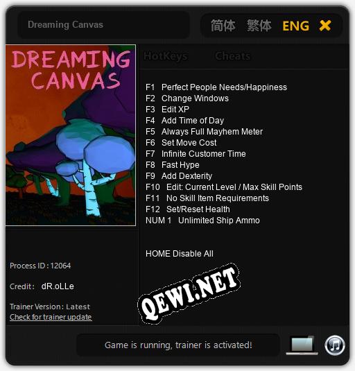 Трейнер для Dreaming Canvas [v1.0.2]