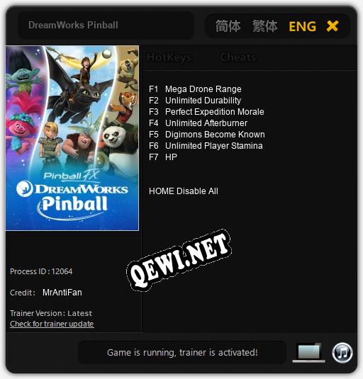 Трейнер для DreamWorks Pinball [v1.0.9]