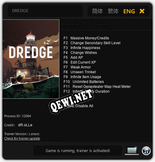 DREDGE: Читы, Трейнер +12 [dR.oLLe]